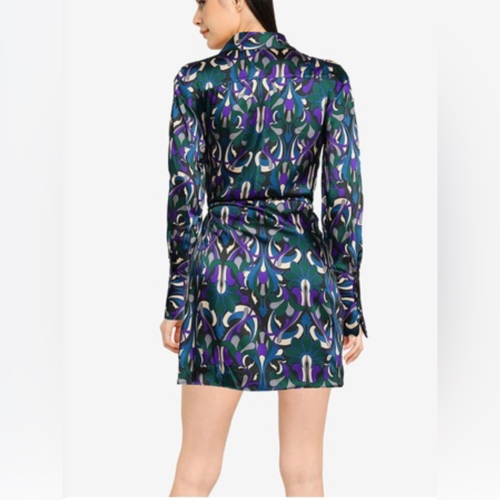 MANGO Abstract Print Wrap Mini Dress - Picture 3 of 8